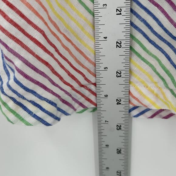 Lands End Rainbow Stripe Shirt 100% Linen Womens Small Sleeveless Blouse - Picture 4 of 8